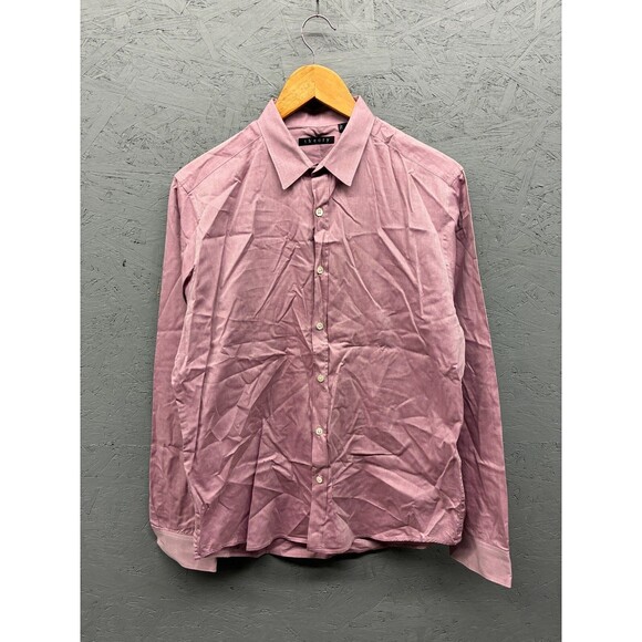 Theory‎ Shirt Men’s L Pink Button Front Long Sleeve Collared Preppy - Picture 1 of 8
